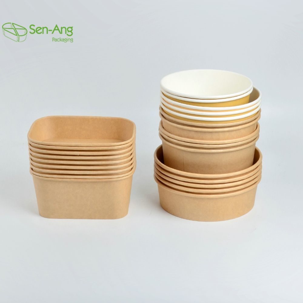 Factory Direct Sale Takeaway Box Rectangle Kraft Paper Salad Bowl