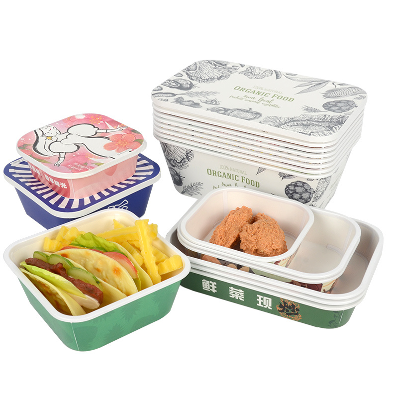 New Arrival Card Plastic Box Kraft Paper Takeout Food Box