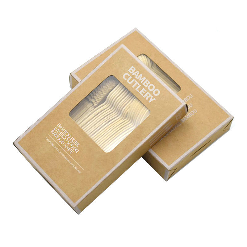Disposable Box Packing Wooden Bamboo Fork Spoon Knife Utensils Cutlery Set