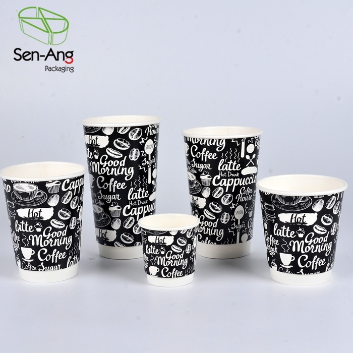 Wholesale Layer Coffee Hot Drink 8 12oz Customized Disposable Kraft Paper Cup