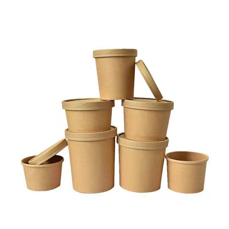 Disposable Wholesale Custom Logo Printed Kraft Paper Soup Bowl
