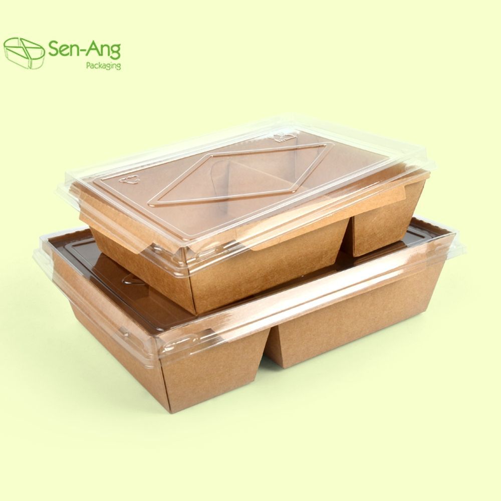 Best Selling Take Away Sushi Pasta 1400ml Two Cell Paper Food Box