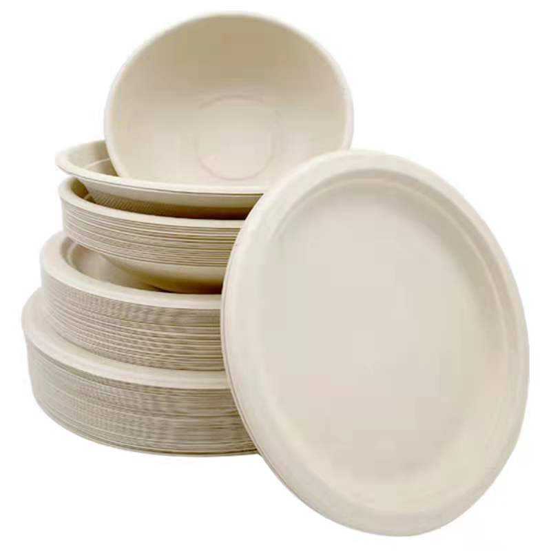 Biodegradable Food Bagasse Plate Disposable Fast Food Dinner Round Plate