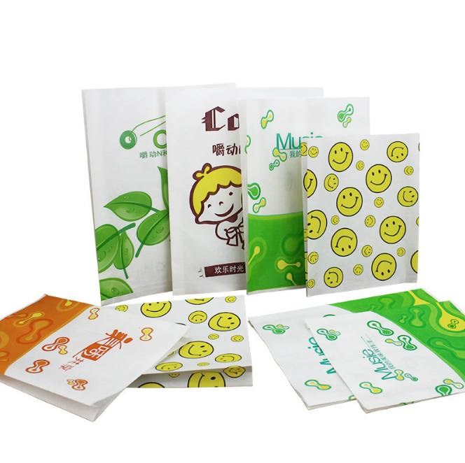 Custom Printed Oilproof Greaseproof Kraft Paper Bags For Fried Food