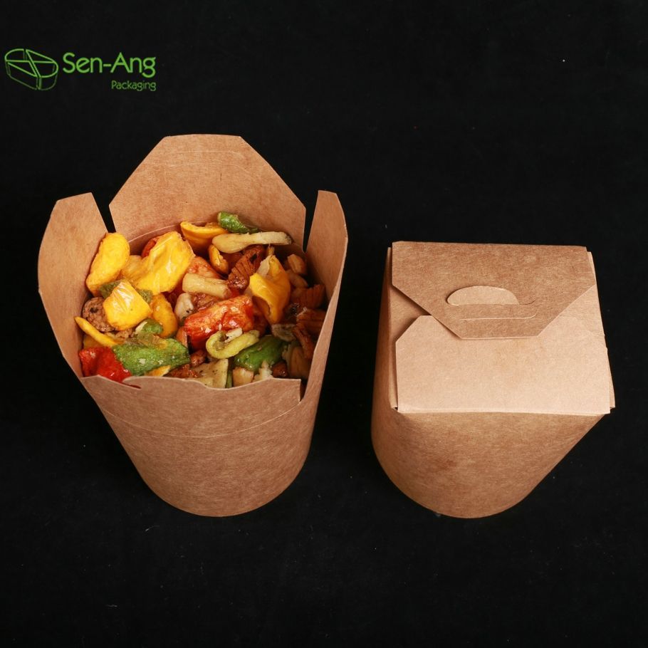 Custom Kraft Paper Round Pasta Box Takeaway Noodle Box