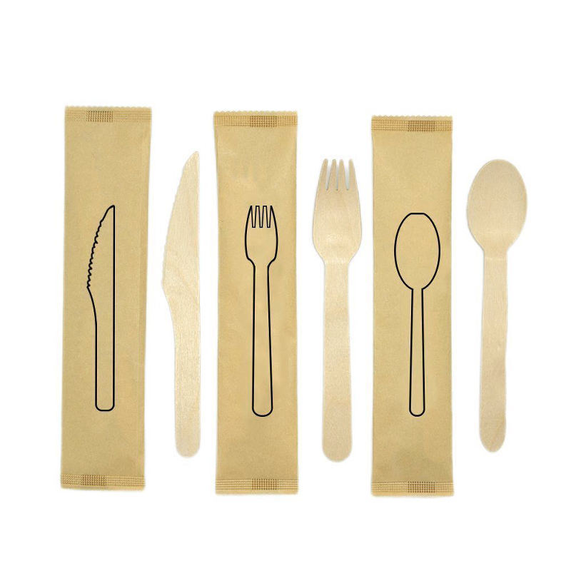 Biodegradable Separate Packing Bamboo Cutlery Set For Party Cake