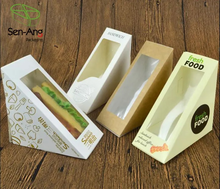 High Quality Triangle Reusable Paper Sandwich Wrap Box