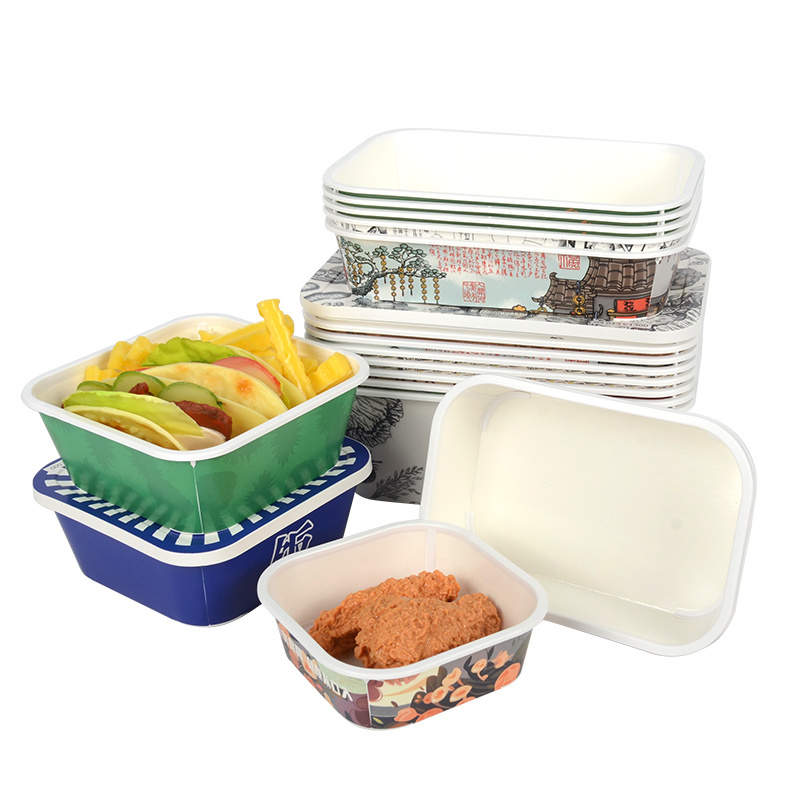 Disposable Card Plastic Box Customized Kraft Paper Box for Takeout Food
