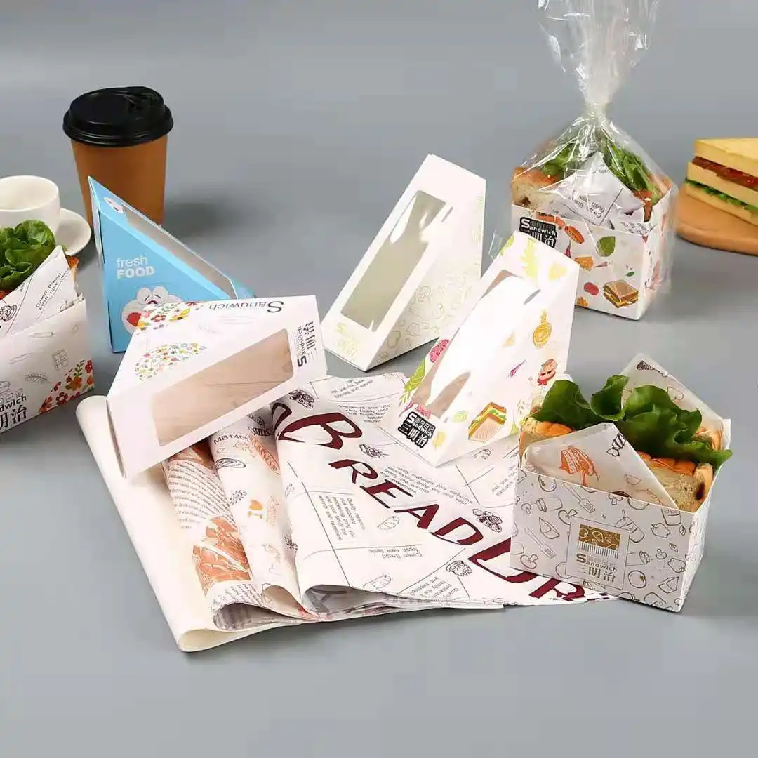 Brand New Yellow Triangle Paper Sandwich Packaging Box