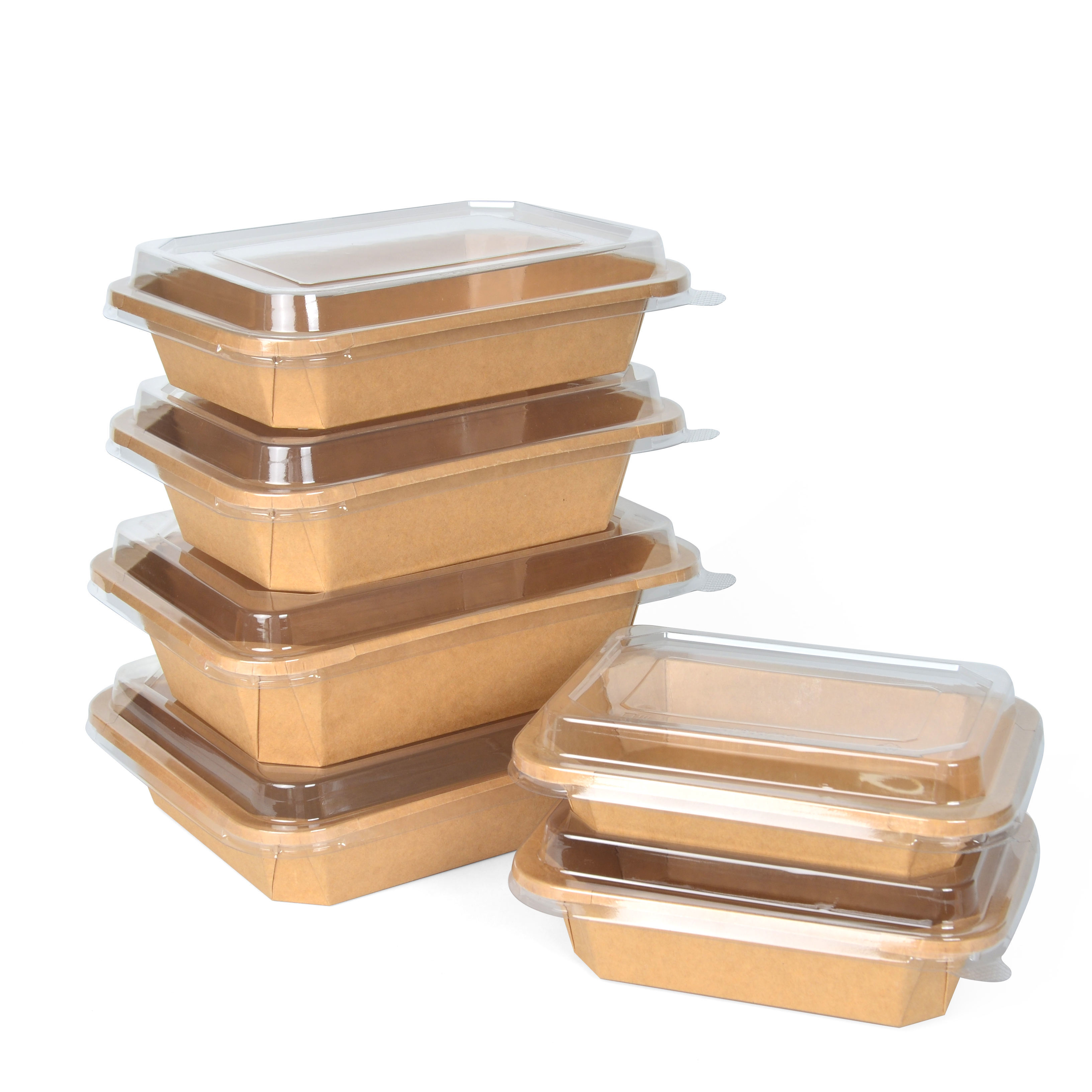 Disposable 700ml Kraft Paper Bowl Take Out Octagonal Rectangle Paper Bowl