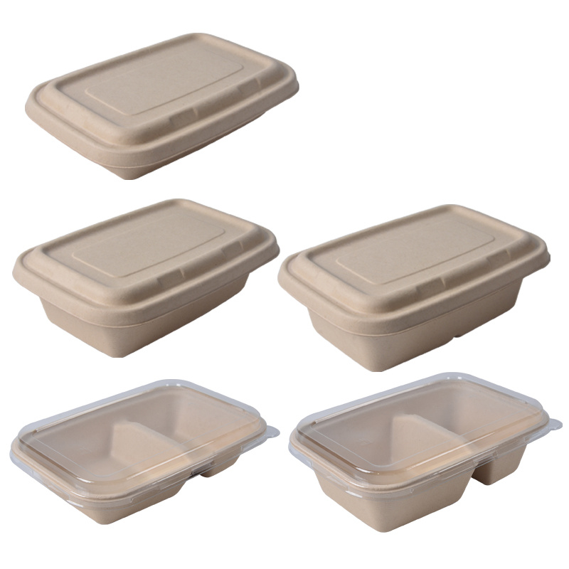 Food Grade Biodegradable Sugarcane Bagasse Lunch Box Food Container with Lid