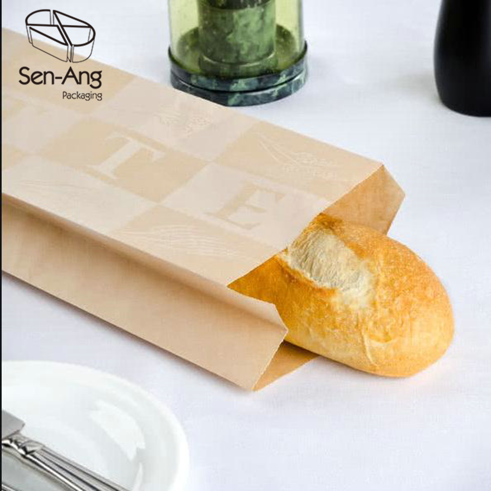 Biodegradable Food Grade Greaseproof Kraft Paper Bread Bag with Window