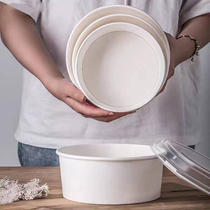 Customized Large Kraft Takeaway Paper Soup Bucket Salad Bowl
