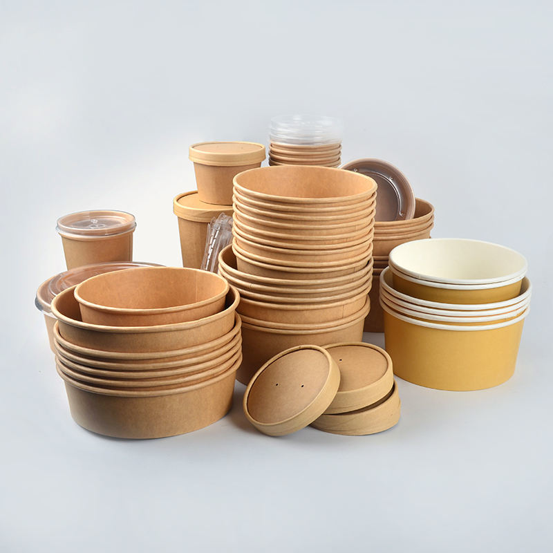 Best Price Microwavable Waterproof Kraft Paper Kraft Salad Bowl with Lid