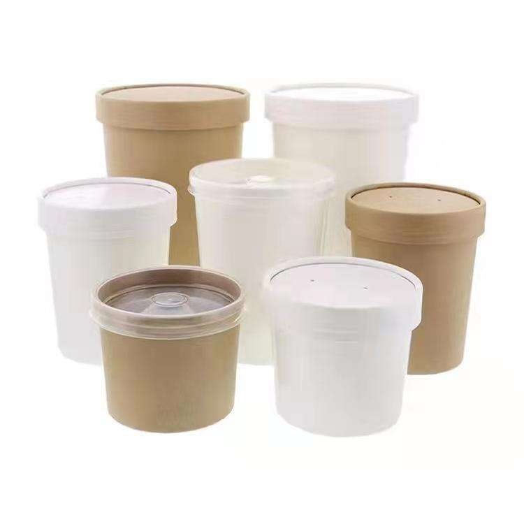Custom Disposable Kraft Paper Food Bowl with Lid