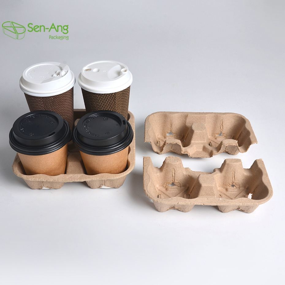 Disposable To Go Cardboard Paper Cup Carrier Coffee Cup Holder