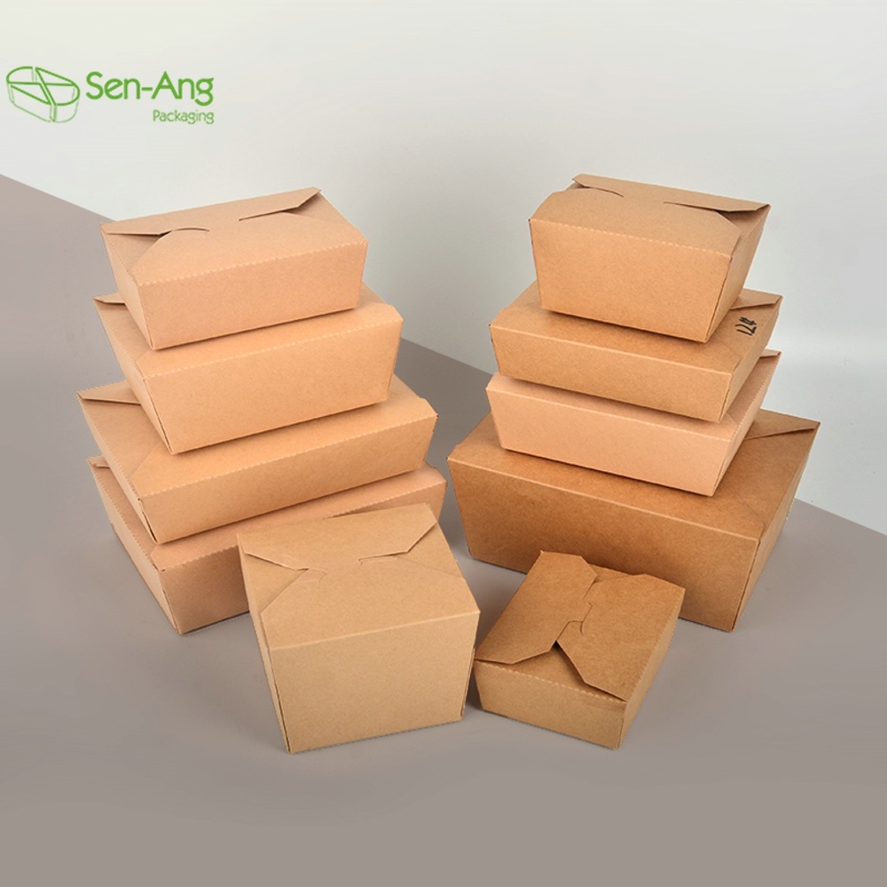 1400ml Multi Size Fast Food Packaging Takeaway Sushi with Window Kraft Paper Box