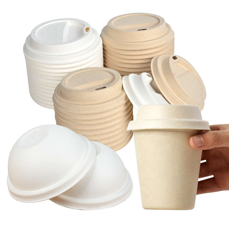 Disposable Sugarcane Coffee Cup Lids Factory Wholesale 100% Biodegradable Bagasse Lids