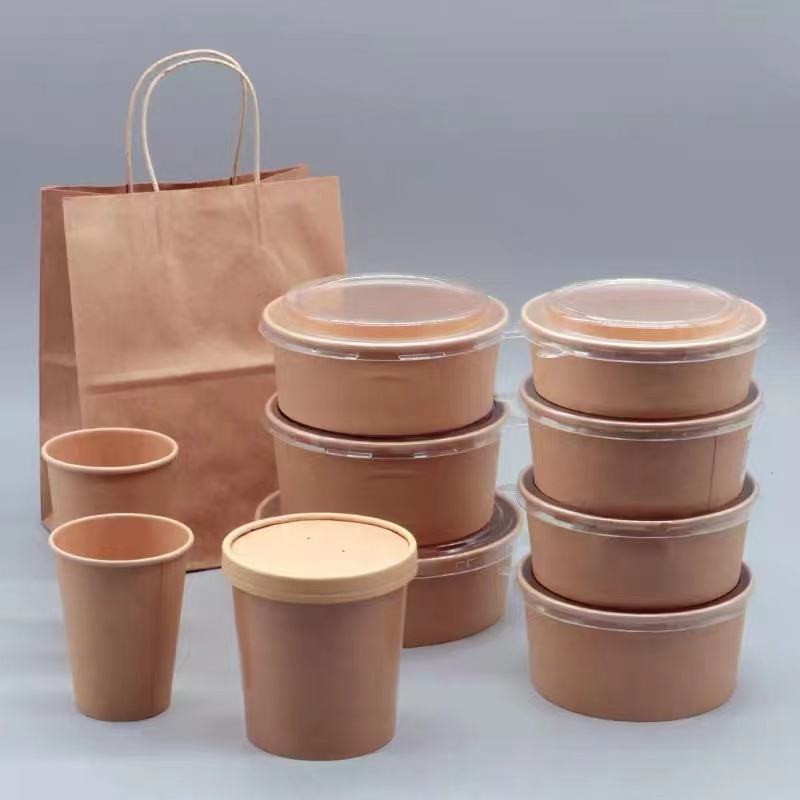 Popular Design Craft Waterproof with Lid Mixing Kraft Paper Bowl