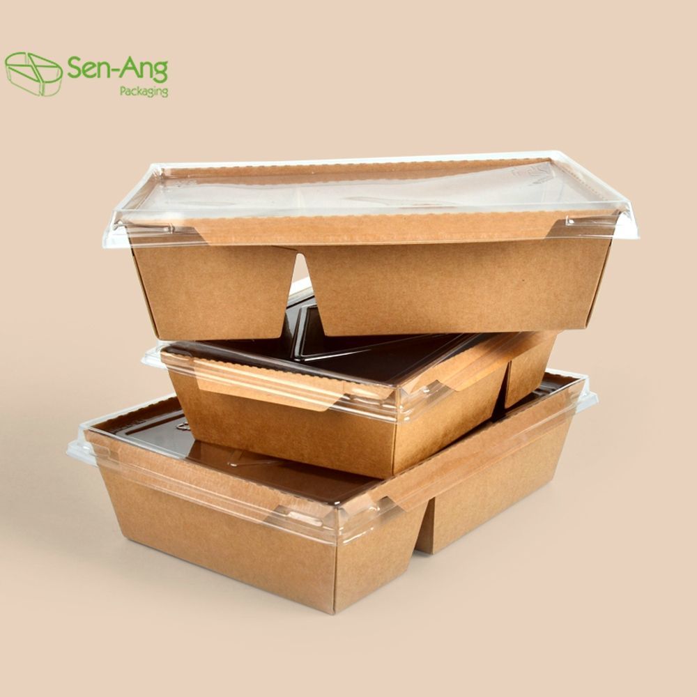 Take Away Paper Pasta Box 900ml 2 Compartment Paper Box