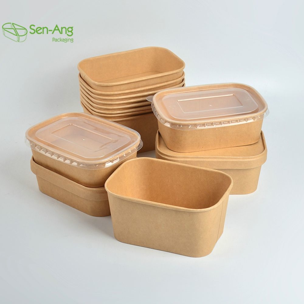 Factory Direct Sale Square Round Bottom Salad Kraft Paper Bowl