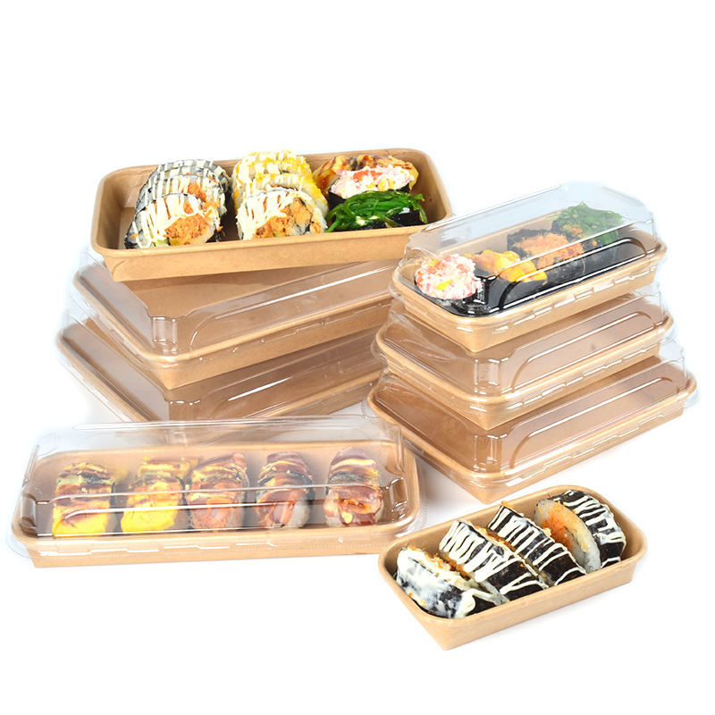 Biodegradable Kraft Paper Cake Takeaway Container Kraft Paper Sushi Box