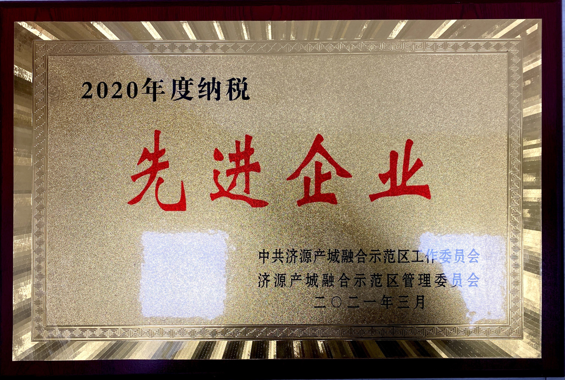 2020年納稅先進(jìn)企業(yè)