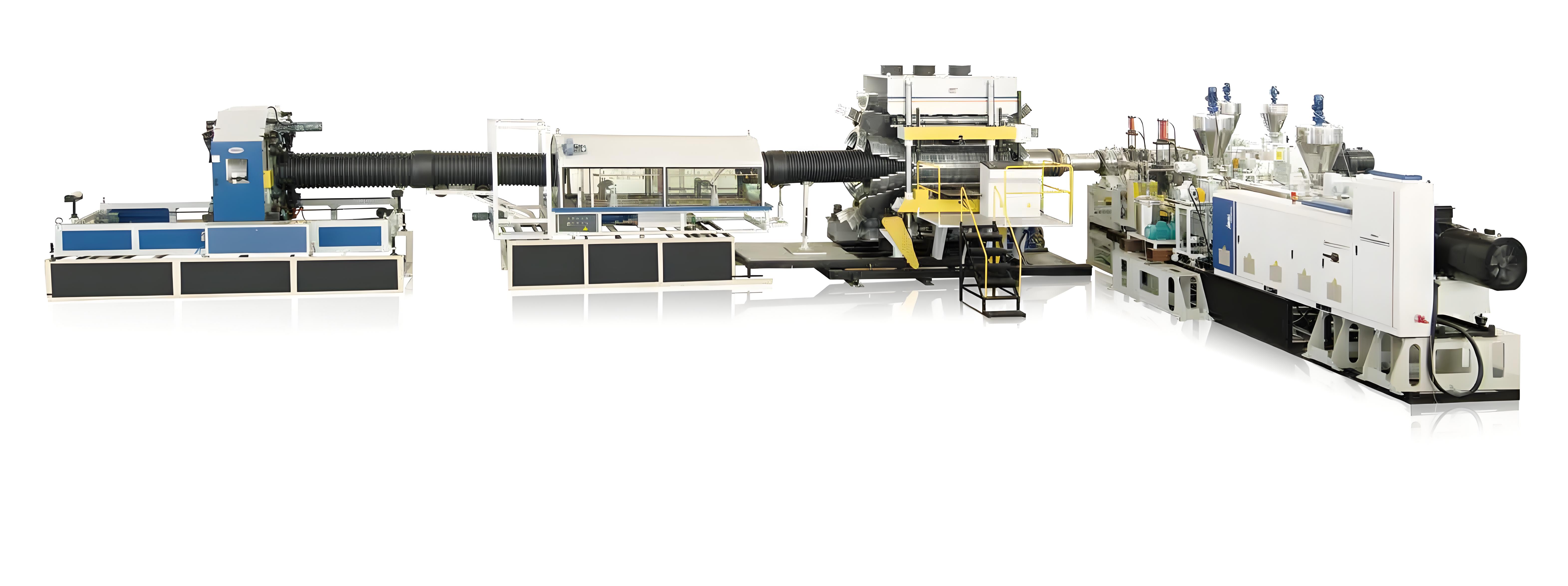 Same direction flat double & cone double screw host series HDPEPP double wall corrugated pipe production line