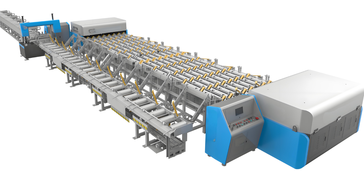 Intelligent steel bar sawing double set wire grinding production line