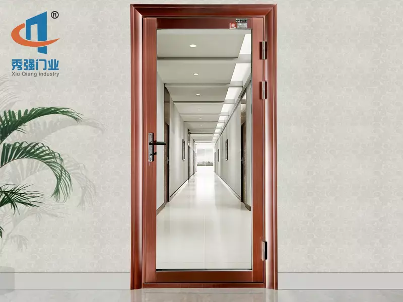 Hinged glass fire door