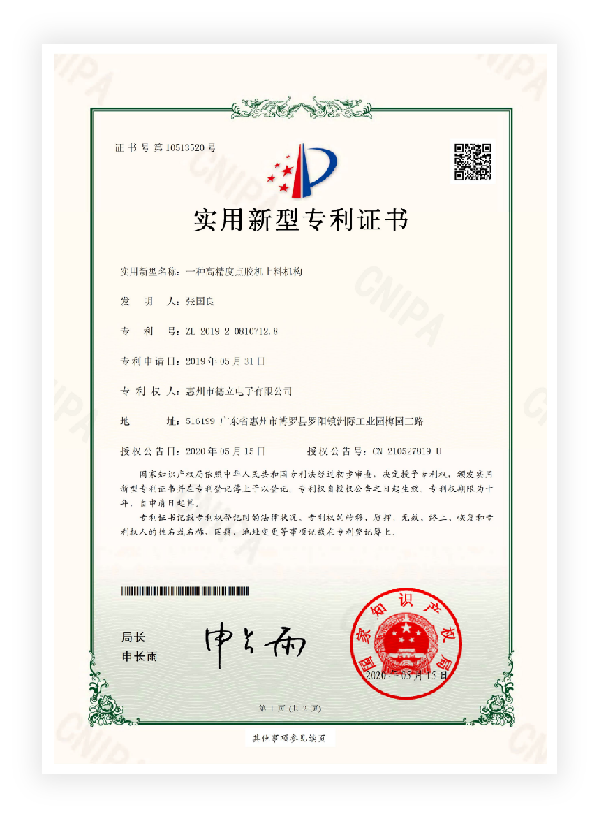 2019 實用新型專利證書