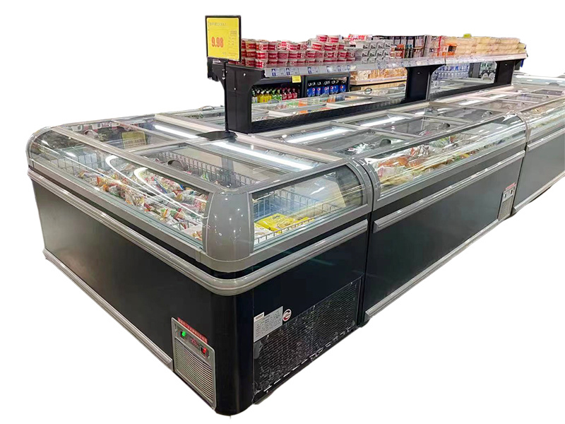 Combined Island Freezer with Visible Window
