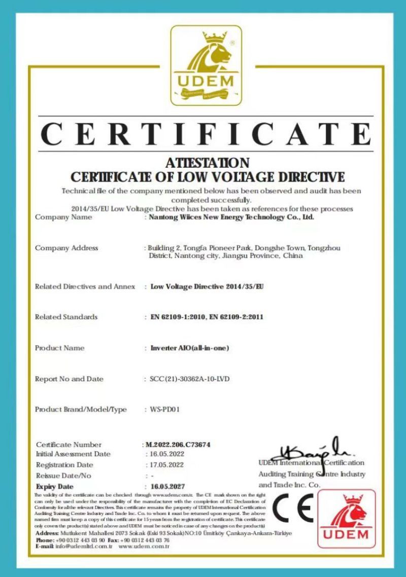 ATIESTATION CERTIFICATE OF LOW VOLTAGE DIRECTIVE ATIESTATION CERTIFICATE OF LOW VOLTAGE DIRECTIVE