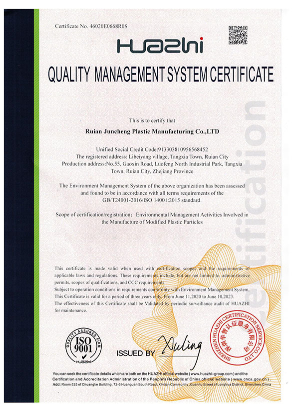 QUALITY MANAGEMENT SYSTEM CERTIFICATE QUALITY MANAGEMENT SYSTEM CERTIFICATE