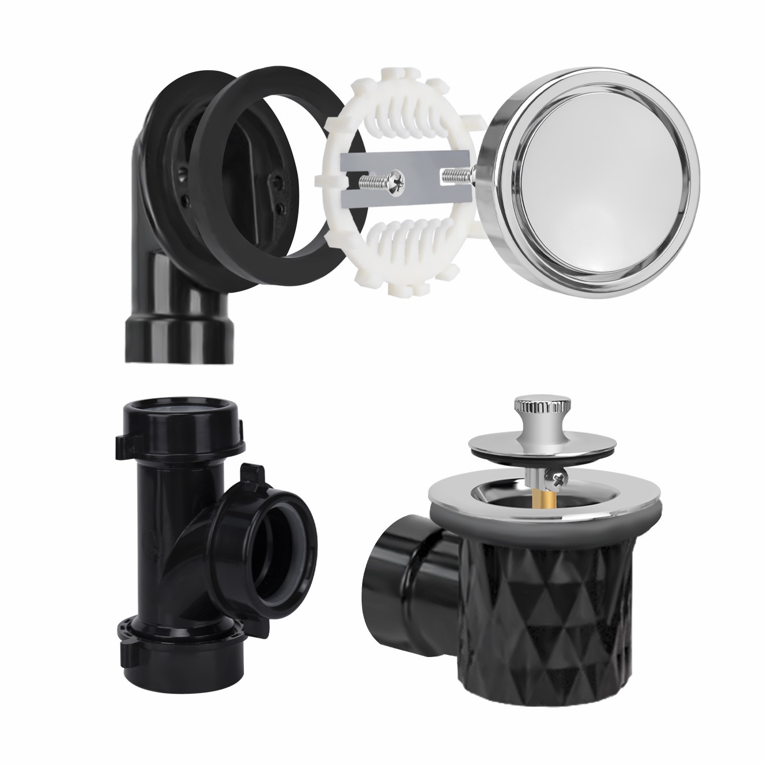 Hebe-&Dreh-Ring, ohne Bohrung, Flanschteil, T-Stück, 1-1/4" Bogen, Überlauf, Klempner-Packung