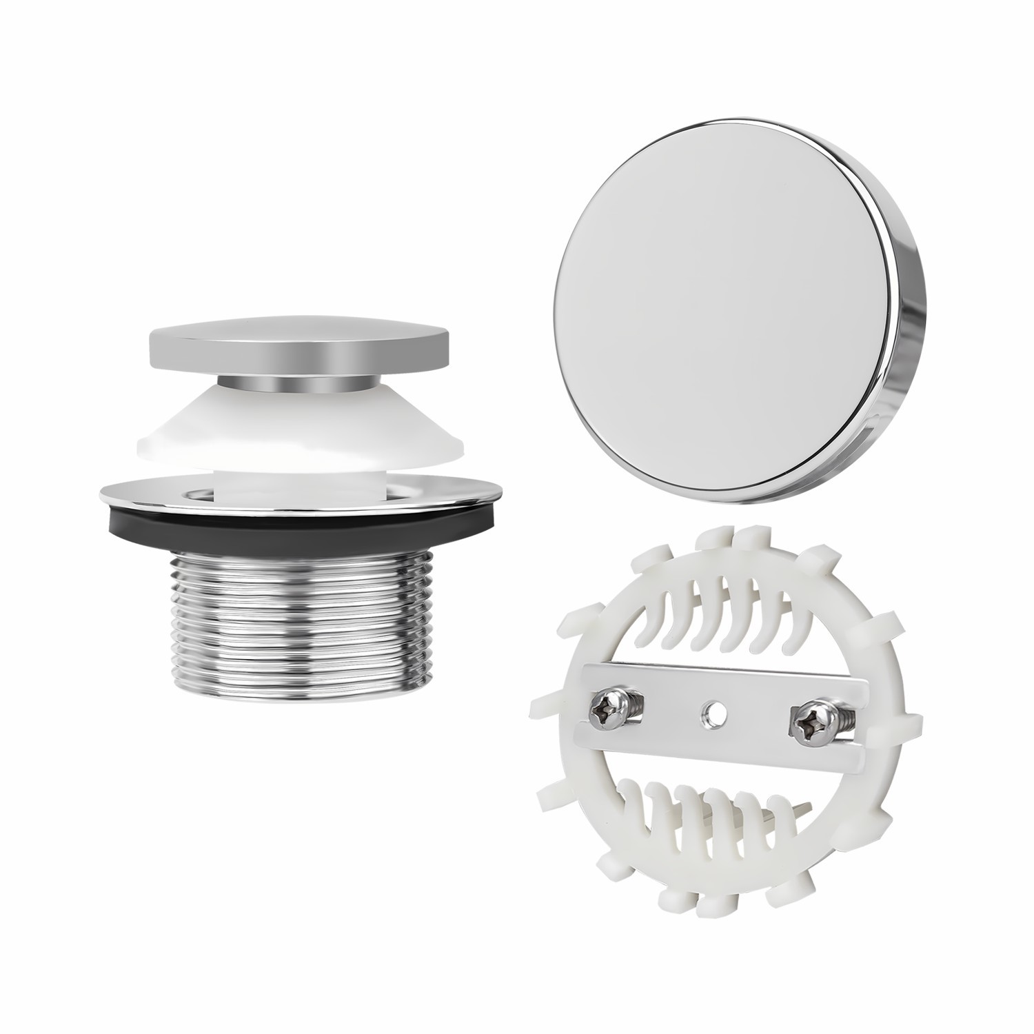 Badewannenablaufgarnitur 1-1/2" Tip Toe rund, ohne Überlaufloch, Abdeckung
