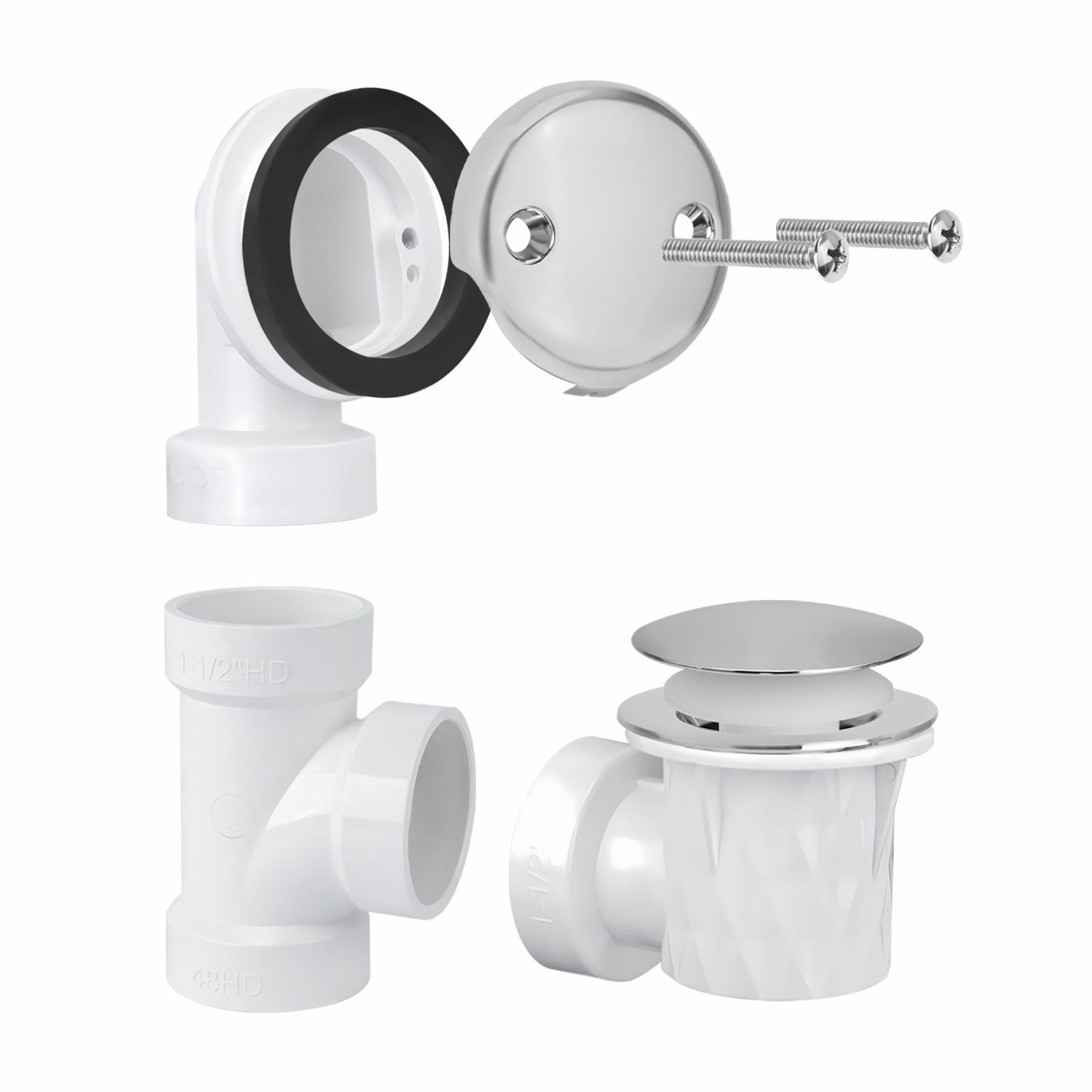 Pilz-Zehenspitzen-Gesichtsplatte mit 2 Löchern, 1-1/2" Ellbogen-Überlauf, Klempner-Set