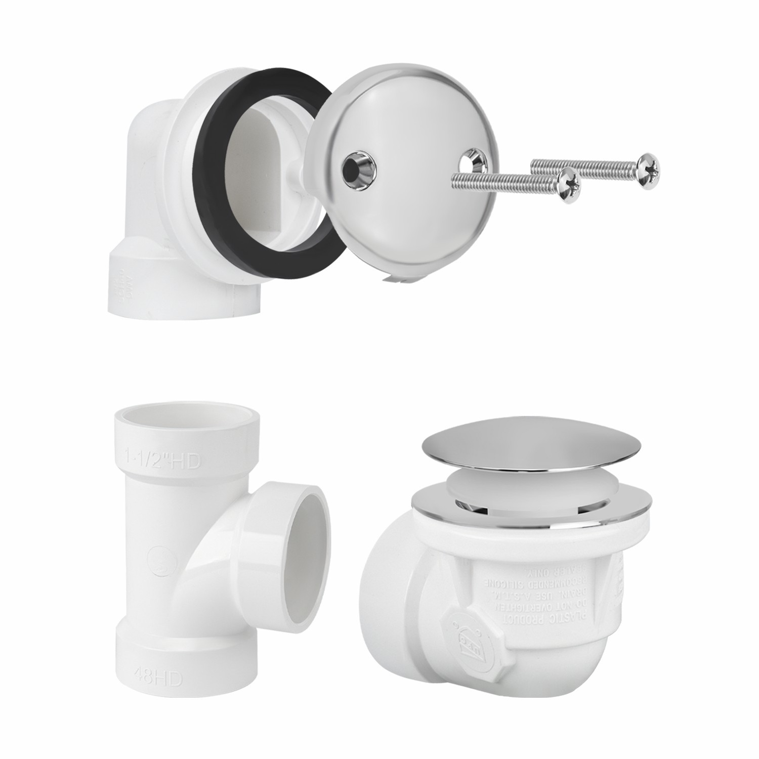 Pilz-Zehenspitzen-Gesichtsplatte mit 2 Löchern, 1-1/2" Ellbogen-Überlauf, Klempner-Set