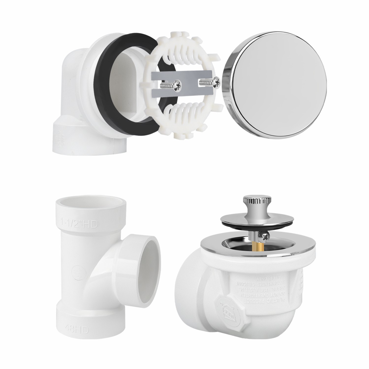 Lift&Turn Kreis ohne Loch Frontplatte T-Stück 1-1/2" Ellbogen Überlauf Klempner-Pack