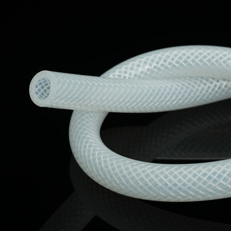 Tubo de manguera de silicona tejido trenzado reticulado transparente de platino de alta resistencia al desgarro