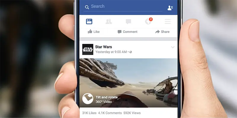 Facebook平臺將在用戶消息流中支持3D環(huán)繞式360度視頻