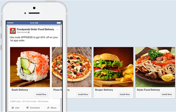 Facebook网络社交媒体平台的多产品广告更名为链接轮播广告