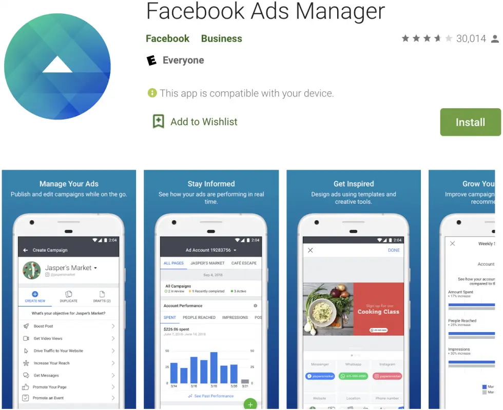 Facebook公司最新开发了支持iOS操作系统的移动端广告管理工具