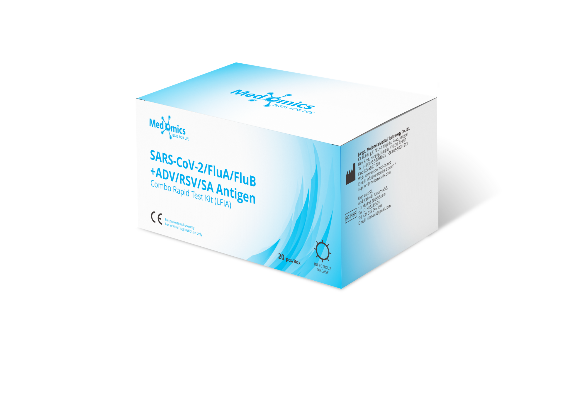 SARS-CoV-2/FluA/FluB+ADV/RSV/SA Antigen Combo Rapid Test Kit (LFIA)
