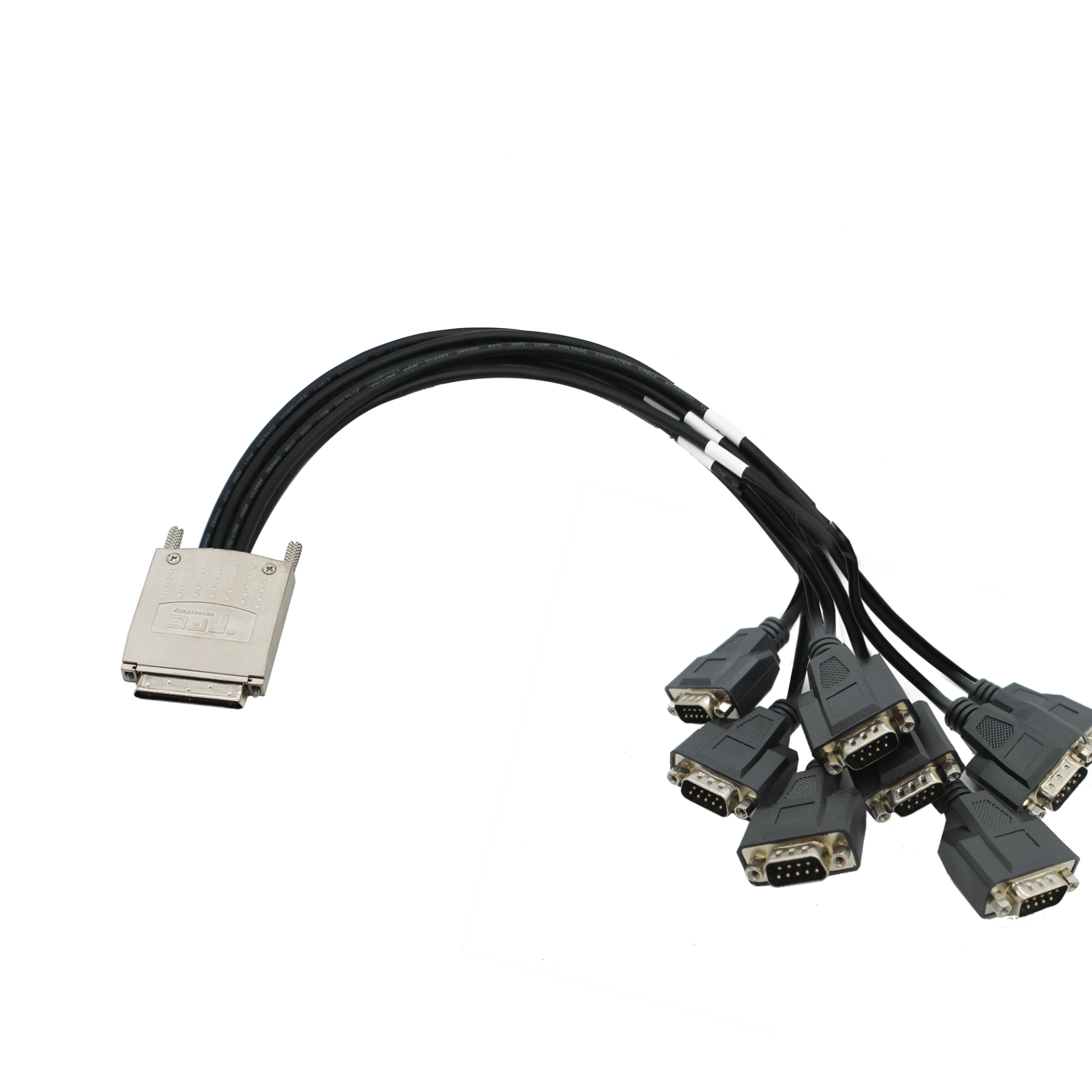 CMC131205-1m VHDCI68公头转8*DB9公头，RS485 双绞线，屏蔽电缆，1m