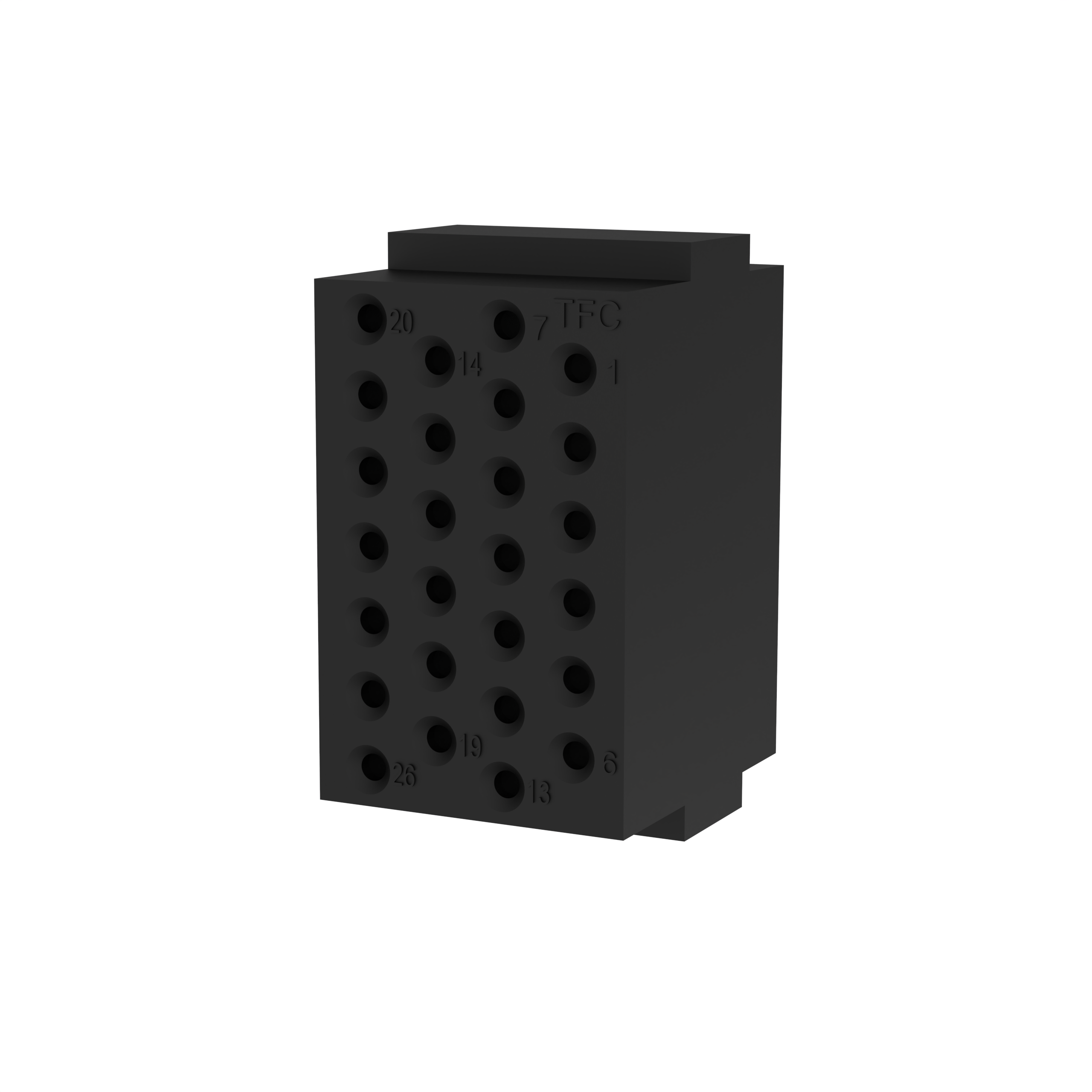 CMW-E1-26-B  W系列，插孔模块，Ø1.0mm，可达12A，300V，26通道，18mm厚，TPE材质