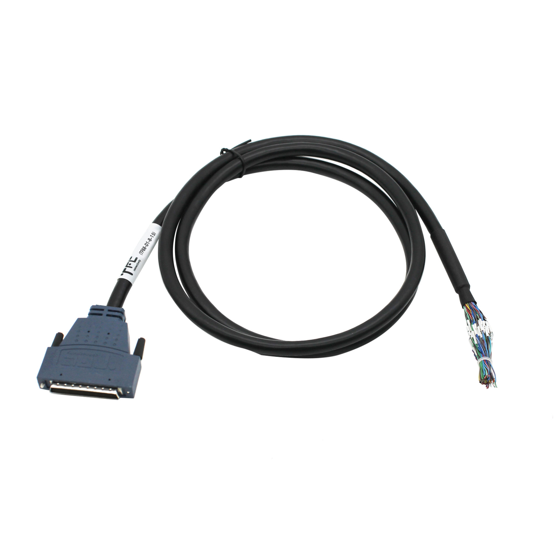 TF68-D1-B-2m SCSI68母头转散线D1，带线号标识