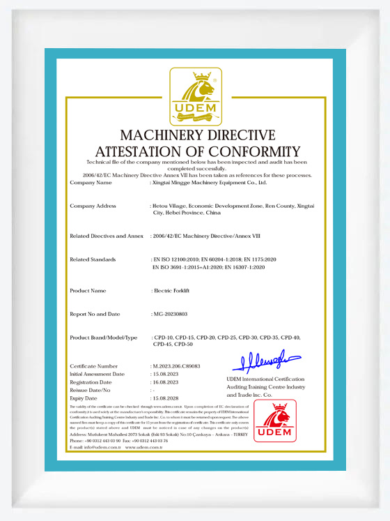 Machinery Directive Attestation Of Conformity Machinery Directive Attestation Of Conformity