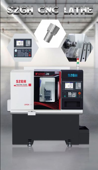 2 axis slant bed CNC lathe SZGH-36J with flying cutter for precision hexagonal and square machining