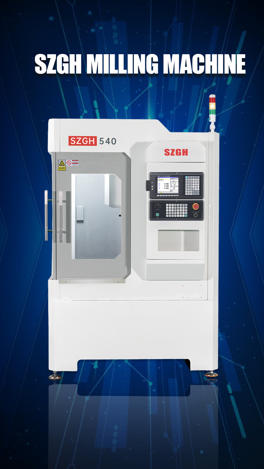 What parts are equipped inside the SZGH 3-axis milling machine center SZGH-540?